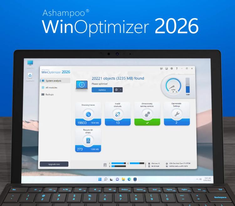 Ashampoo WinOptimizer 2026 مفتاح (2 اجهزة كمبيوتر مكتبي)