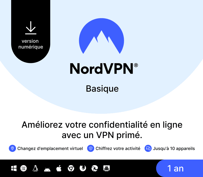 NordVPN Basic FR مفتاح (1 سنه / 10 اجهزة)