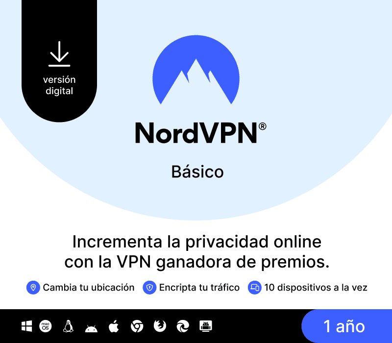 NordVPN Basic ES مفتاح (1 سنه / 10 اجهزة)