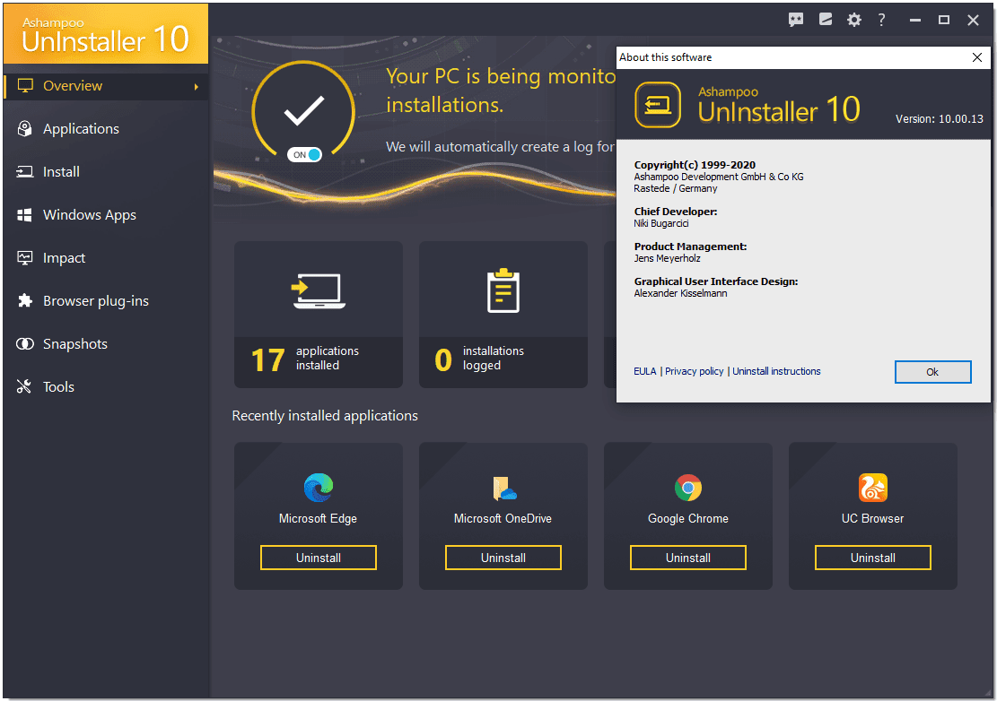 Screen Shot image 3 Ashampoo UnInstaller 10 Activation مفتاح