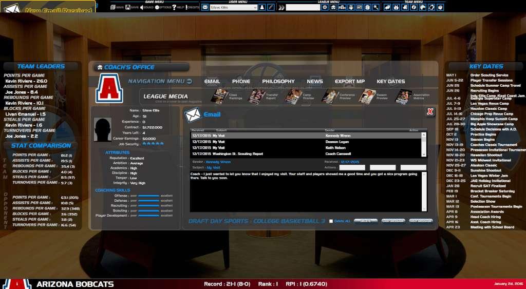 Screen Shot image 0 Draft Day Sports College Basketball 3 ستيم كود رقمي