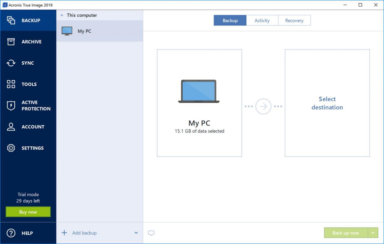 Screen Shot image 1 Acronis True Image 2020 مفتاح (مدى الحياة / 1 جهاز)