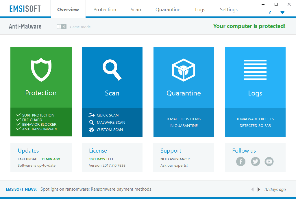 Screen Shot image 1 Emsisoft Anti-Malware 2021 (1 سنه / 1 جهاز)