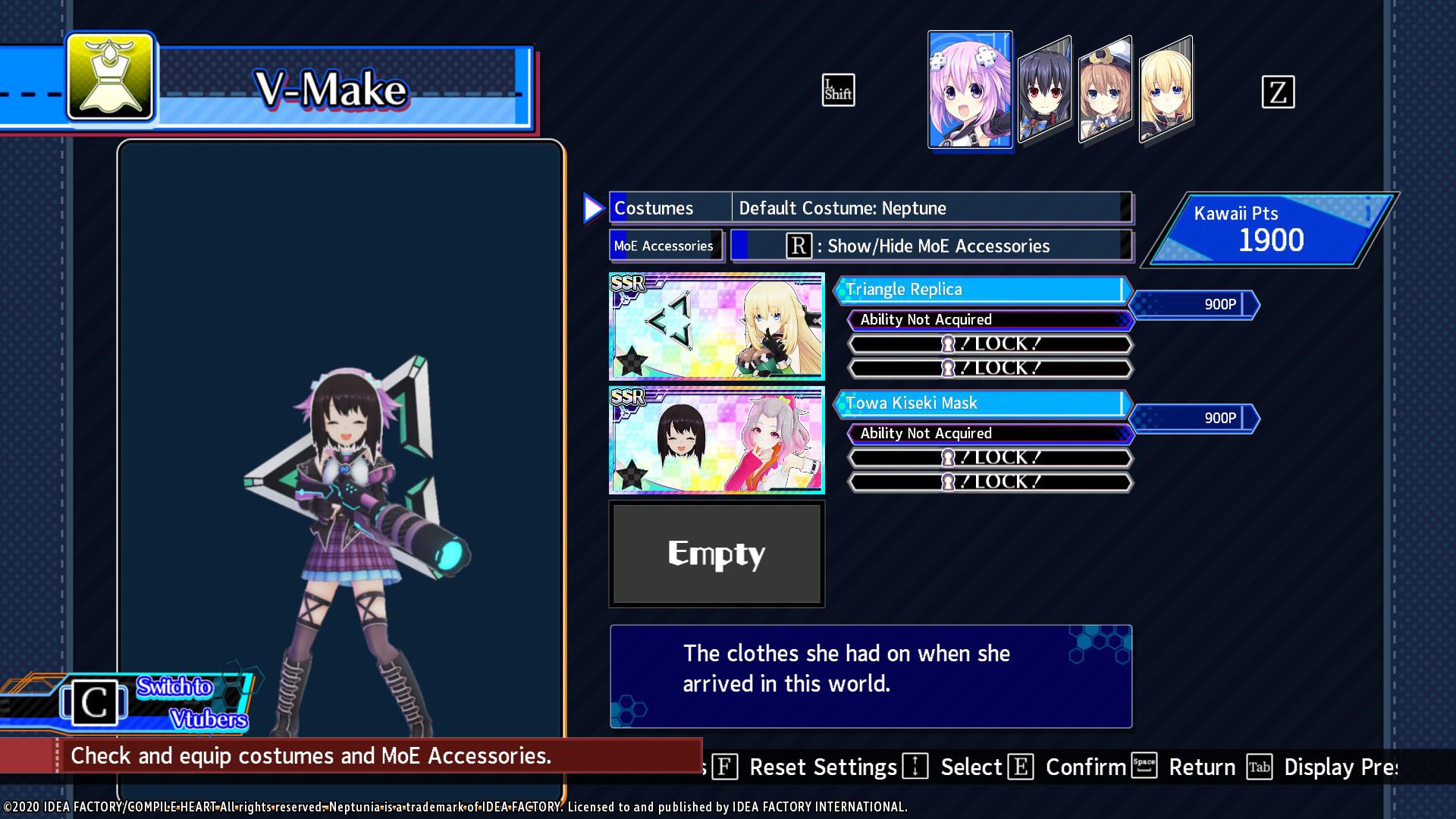 Screen Shot image 0 Neptunia Virtual Stars - Towa Kiseki - Vtuber Accessories DLC بي سي ستيم كود رقمي