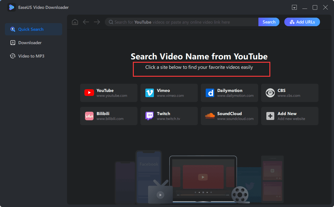 Screen Shot image 1 EaseUS Video Downloader مفتاح (مدى الحياة / 3 اجهزة كمبيوتر مكتبي)
