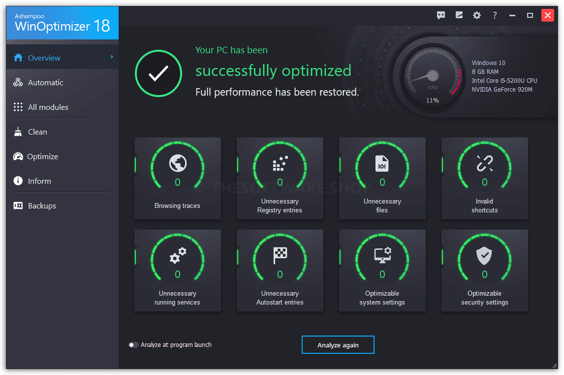 Ashampoo WinOptimizer 18 مفتاح (مدى الحياة / 1 بي سي)
