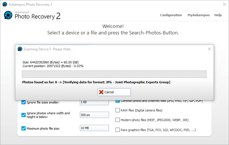 Screen Shot image 2 Ashampoo Photo Recovery 2 Activation مفتاح (مدى الحياة / 1 بي سي)