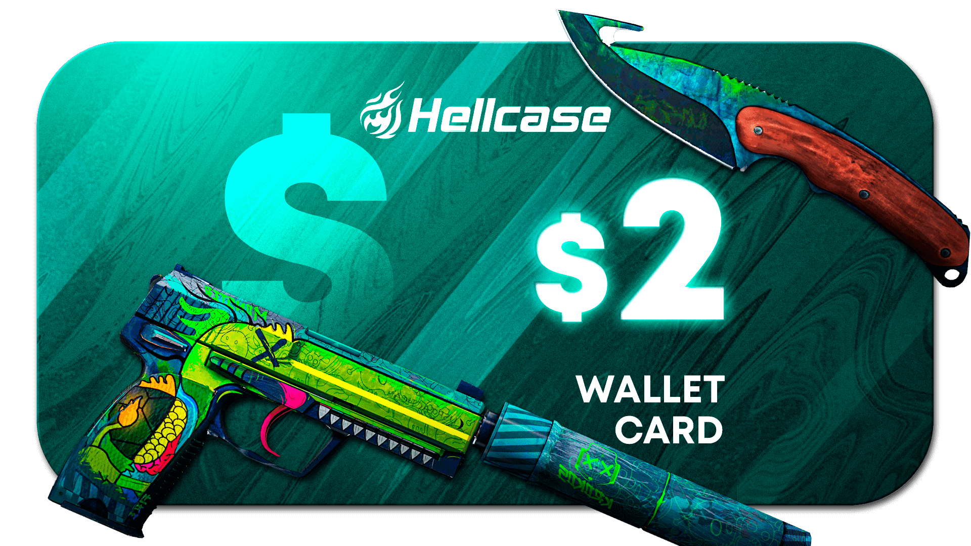 Screen Shot image 0 Hellcase.Com 2 USD Wallet بطاقة كود