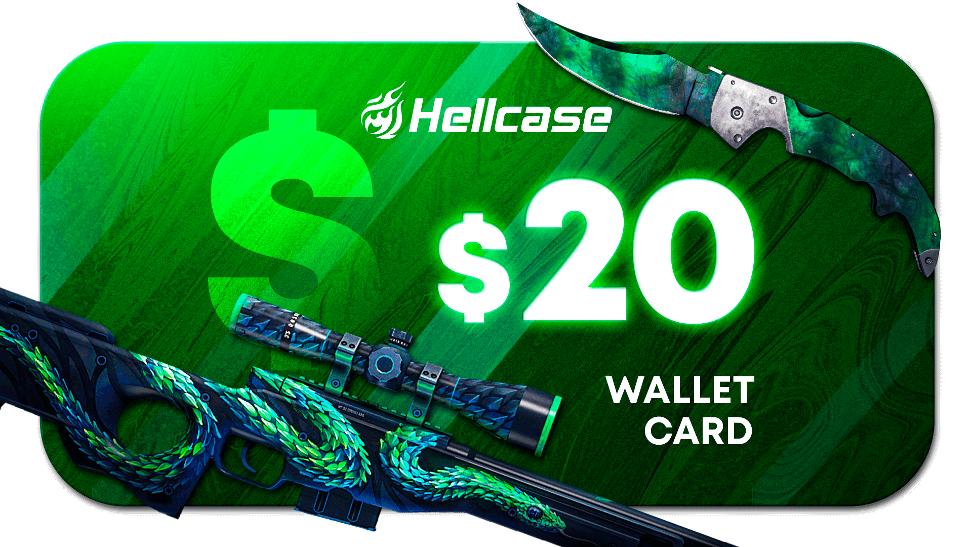 Screen Shot image 0 Hellcase.Com 20 USD Wallet بطاقة كود