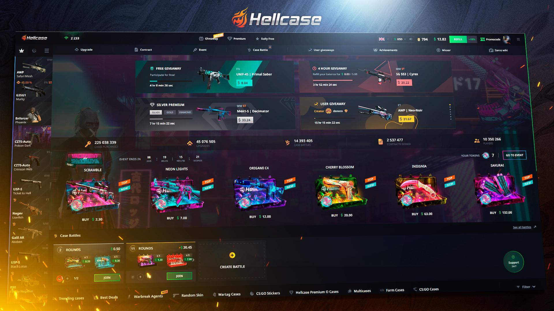 Screen Shot image 1 Hellcase.Com 5 USD Wallet بطاقة كود