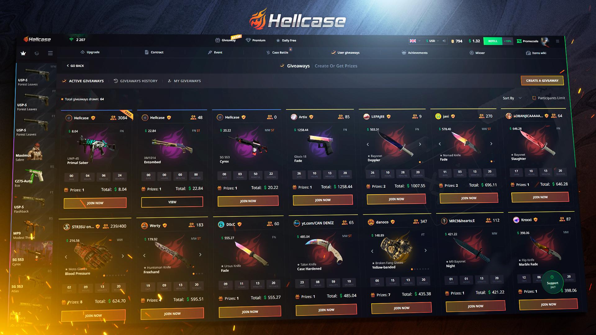 Screen Shot image 5 Hellcase.Com 5 USD Wallet بطاقة كود