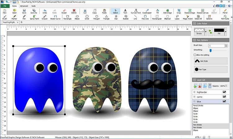 Screen Shot image 1 NCH: DrawPad Graphic Design مفتاح (مدى الحياة / 1 بي سي)