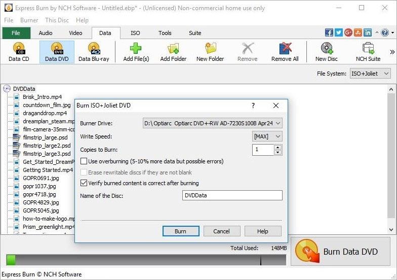 Screen Shot image 1 NCH: Express Burn Disc Burning مفتاح For ماك (مدى الحياة / 1 جهاز)