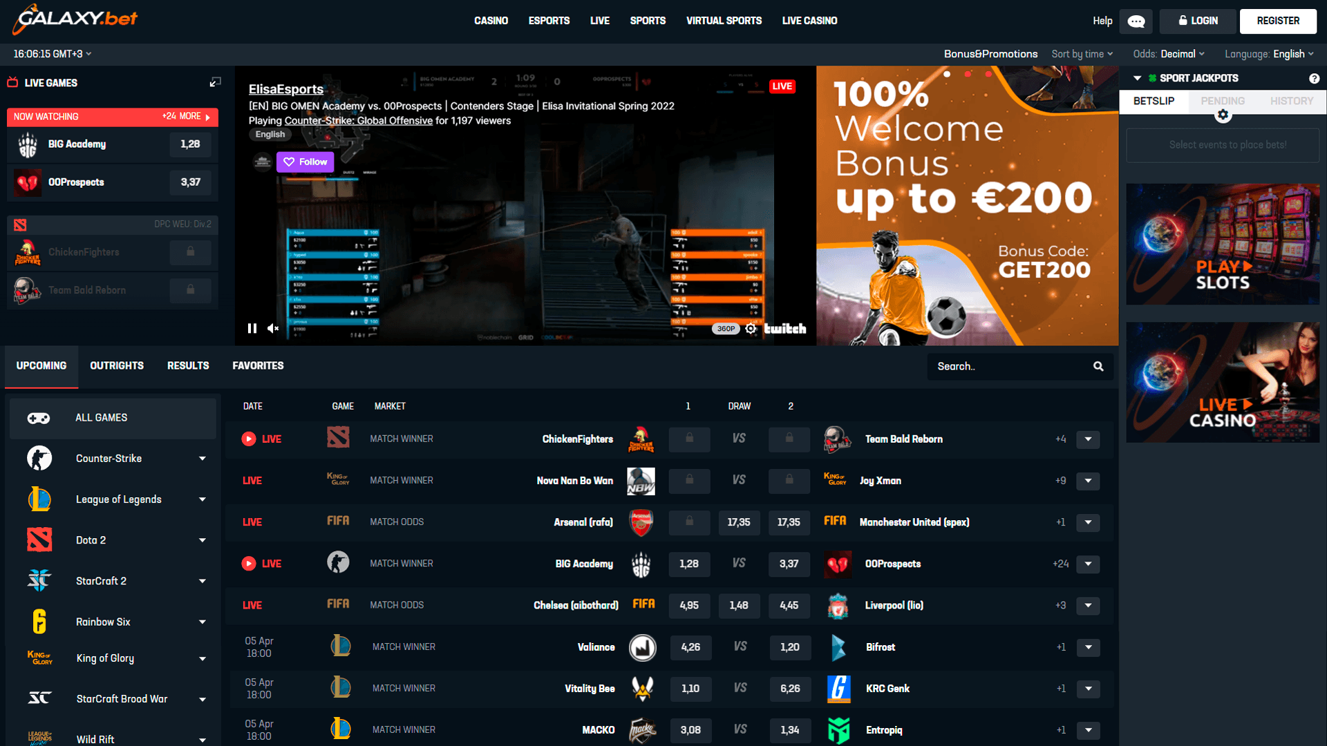 Screen Shot image 2 Galaxy.Bet €20 Voucher