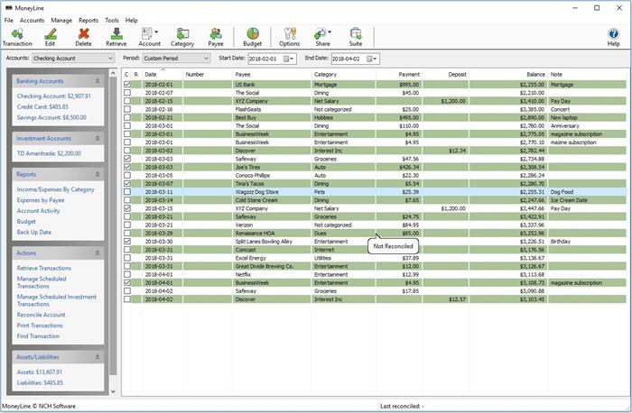 Screen Shot image 0 NCH: MoneyLine Personal Finance مفتاح