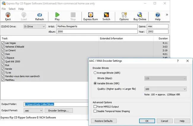 Screen Shot image 1 NCH: Express Rip CD Ripper مفتاح (مدى الحياة / 2 اجهزة كمبيوتر مكتبي)