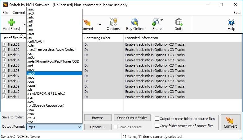 Screen Shot image 1 NCH: Switch Sound File Converter مفتاح (مدى الحياة / 1 بي سي)