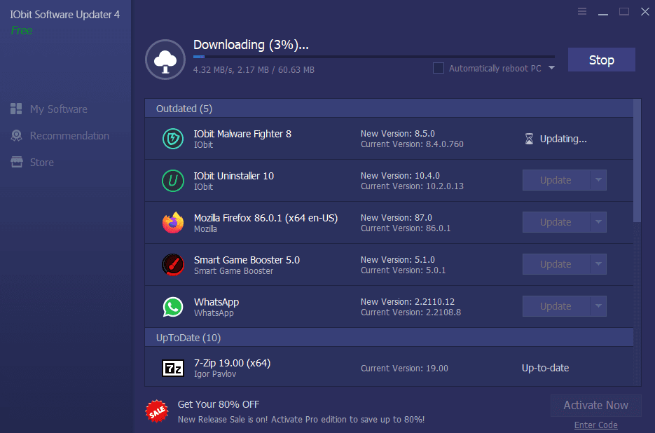 Screen Shot image 3 IObit Software Updater 4 Pro مفتاح (1 سنه / 3 اجهزة كمبيوتر مكتبي)