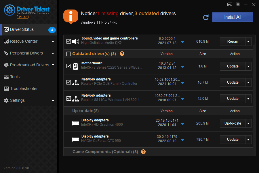 Screen Shot image 0 Driver Talent Pro مفتاح (مدى الحياة / 1PC)