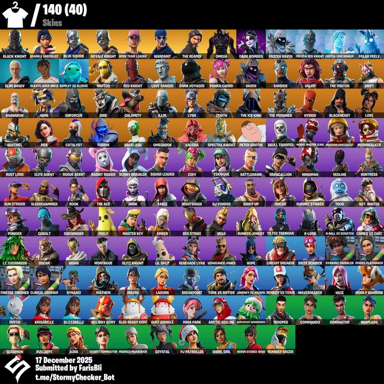 حساب اساسي بلاك نايت + 140 سكن ينربط سوني وكل المنصات