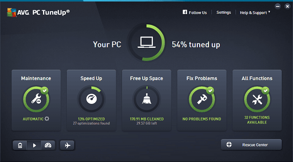 AVG بي سي TuneUp 2020 مفتاح (2 سنوات / Unlimited اجهزة كمبيوتر مكتبي)