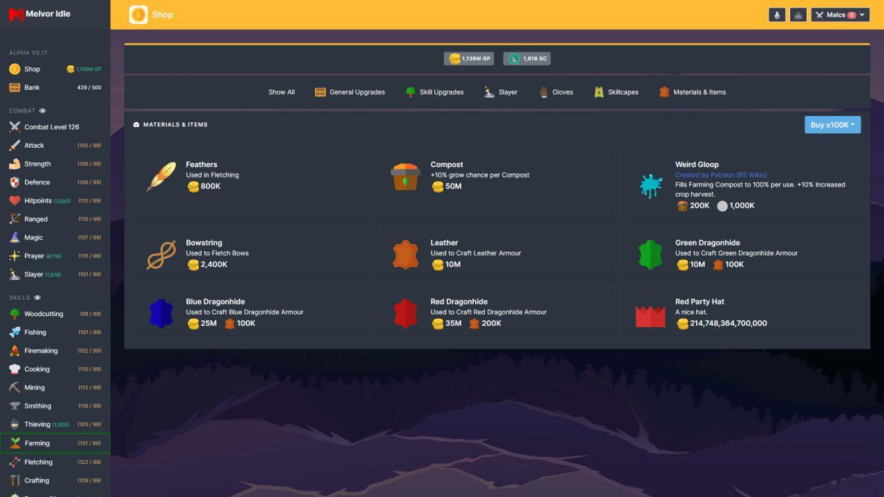 Melvor Idle بي سي ستيم حساب