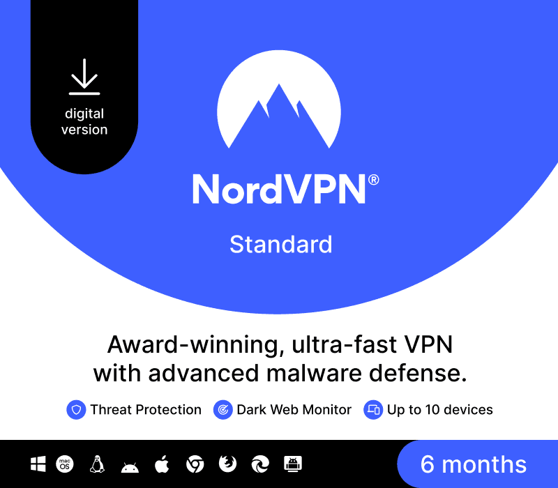 NordVPN Standard كندا مفتاح (6 اشهر / 10 اجهزة)