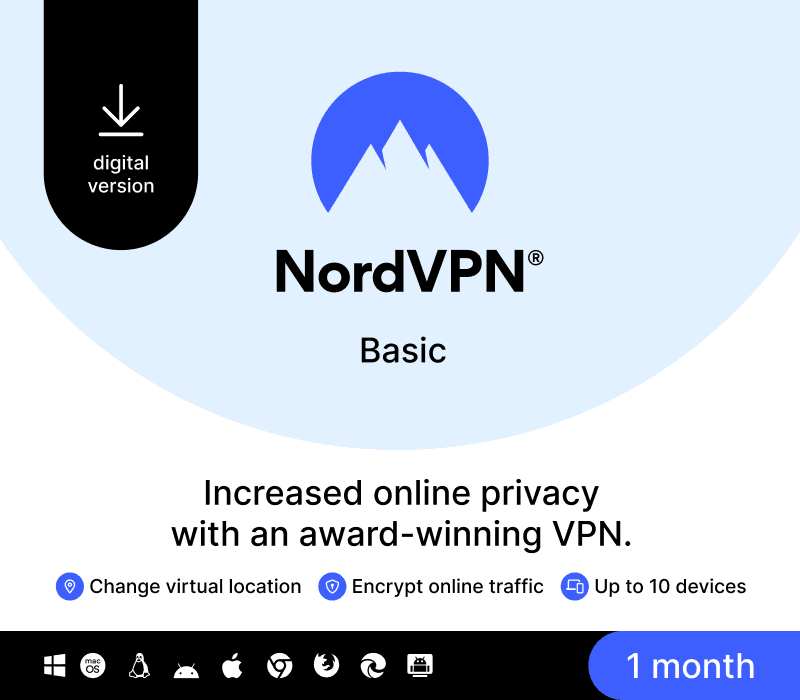 NordVPN Basic Global مفتاح (1 شهر / 10 اجهزة)