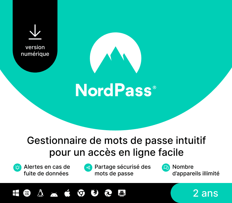 NordPass بريميوم FR مفتاح (2 سنوات / Unlimited اجهزة)