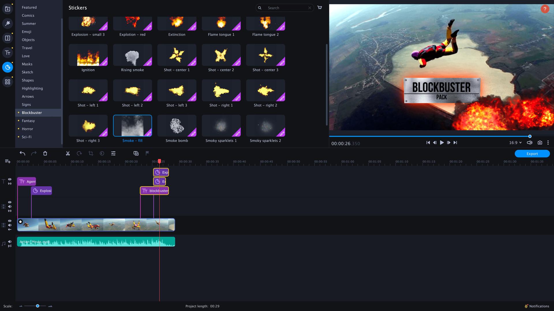 Movavi Video Editor بلس 2021 Effects - Cinematic Set DLC ستيم كود رقمي