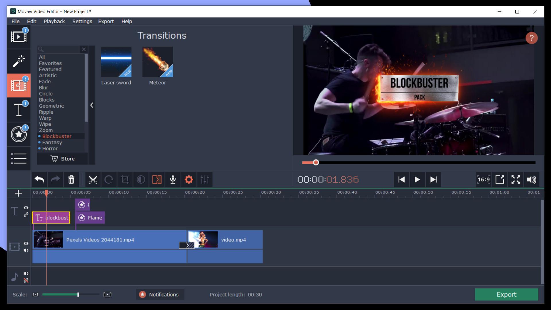 Movavi Video Editor بلس 2020 - Cinematic Set Effects DLC ستيم كود رقمي