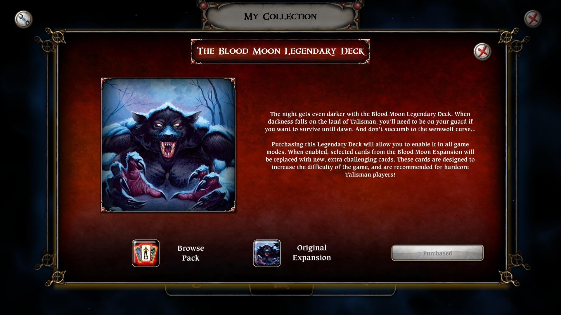 Talisman - The Blood Moon Expansion - Legendary Deck DLC ستيم كود رقمي