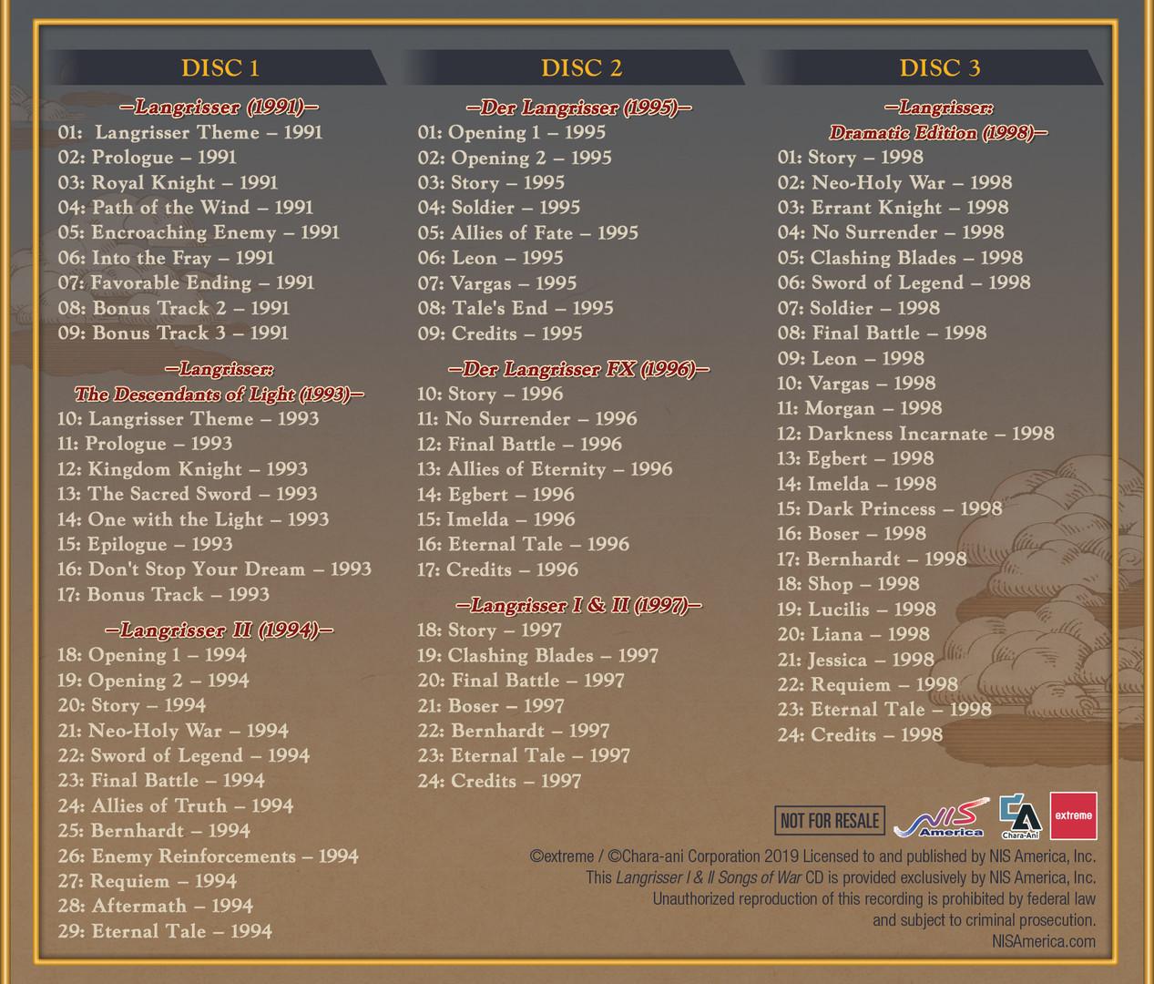 Langrisser I & II - Songs Of War 3-Disc Soundtrack DLC ستيم كود رقمي