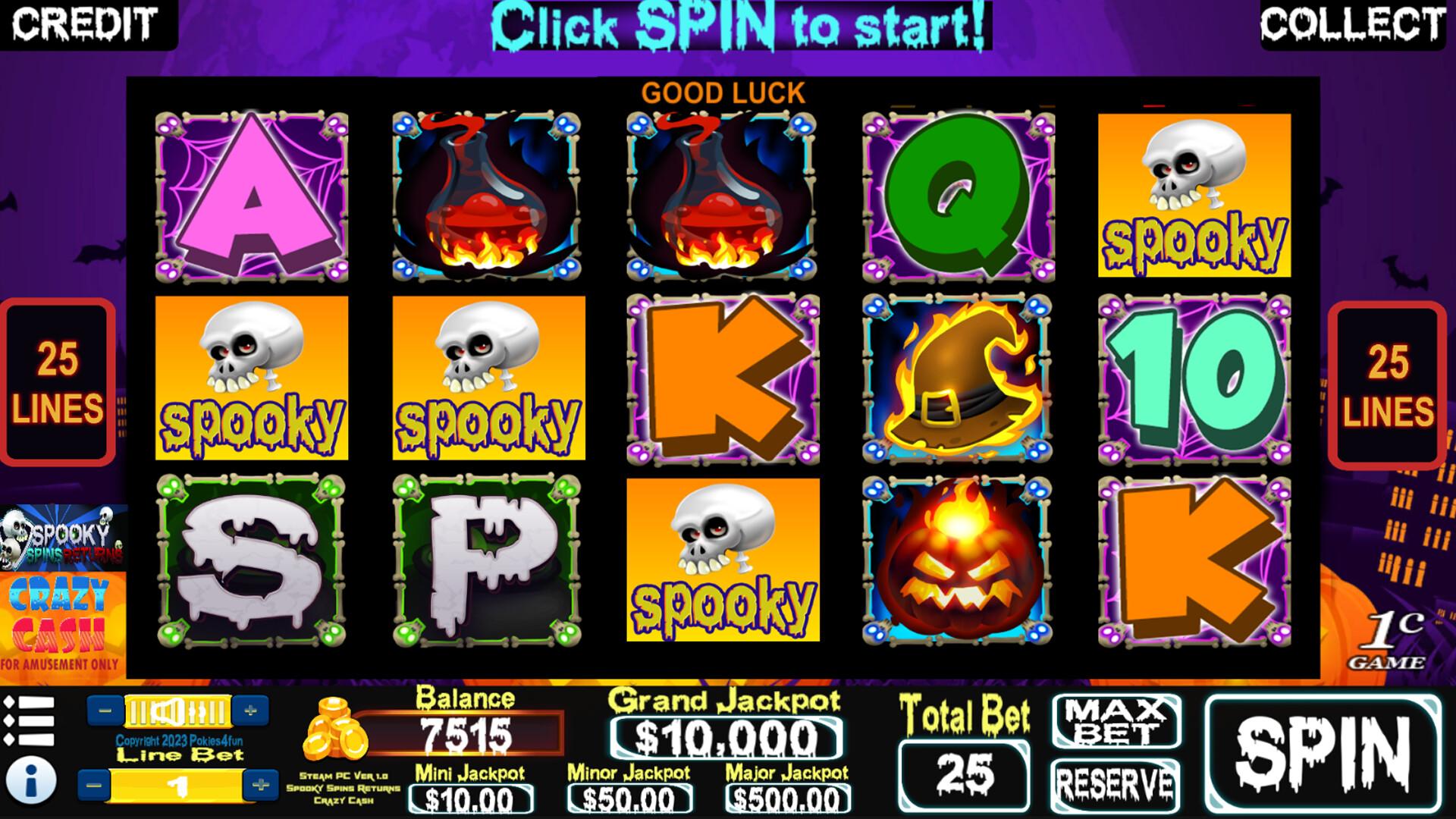 Spooky Spins Returns : Crazy Cash اصدار - Slots ستيم كود رقمي