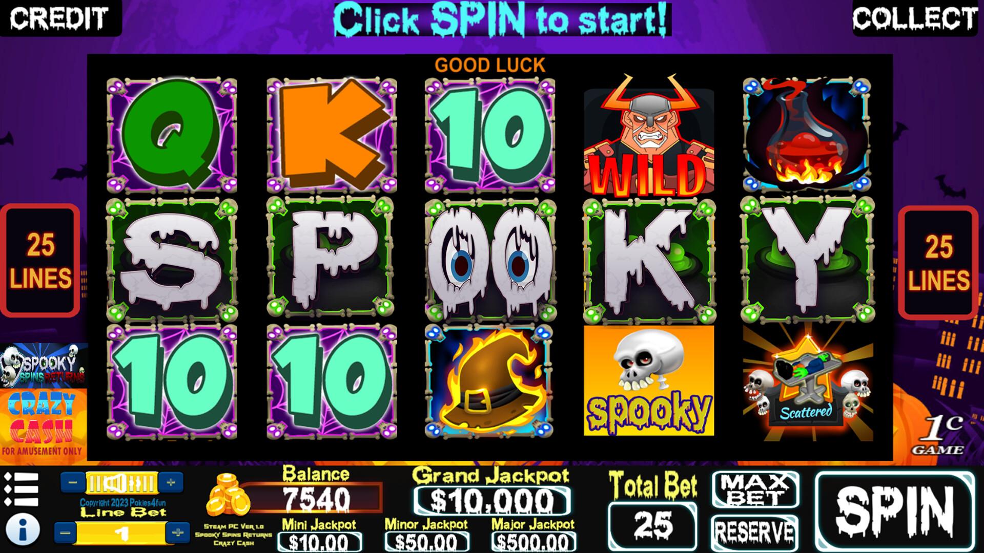 Spooky Spins Returns : Crazy Cash اصدار - Slots ستيم كود رقمي