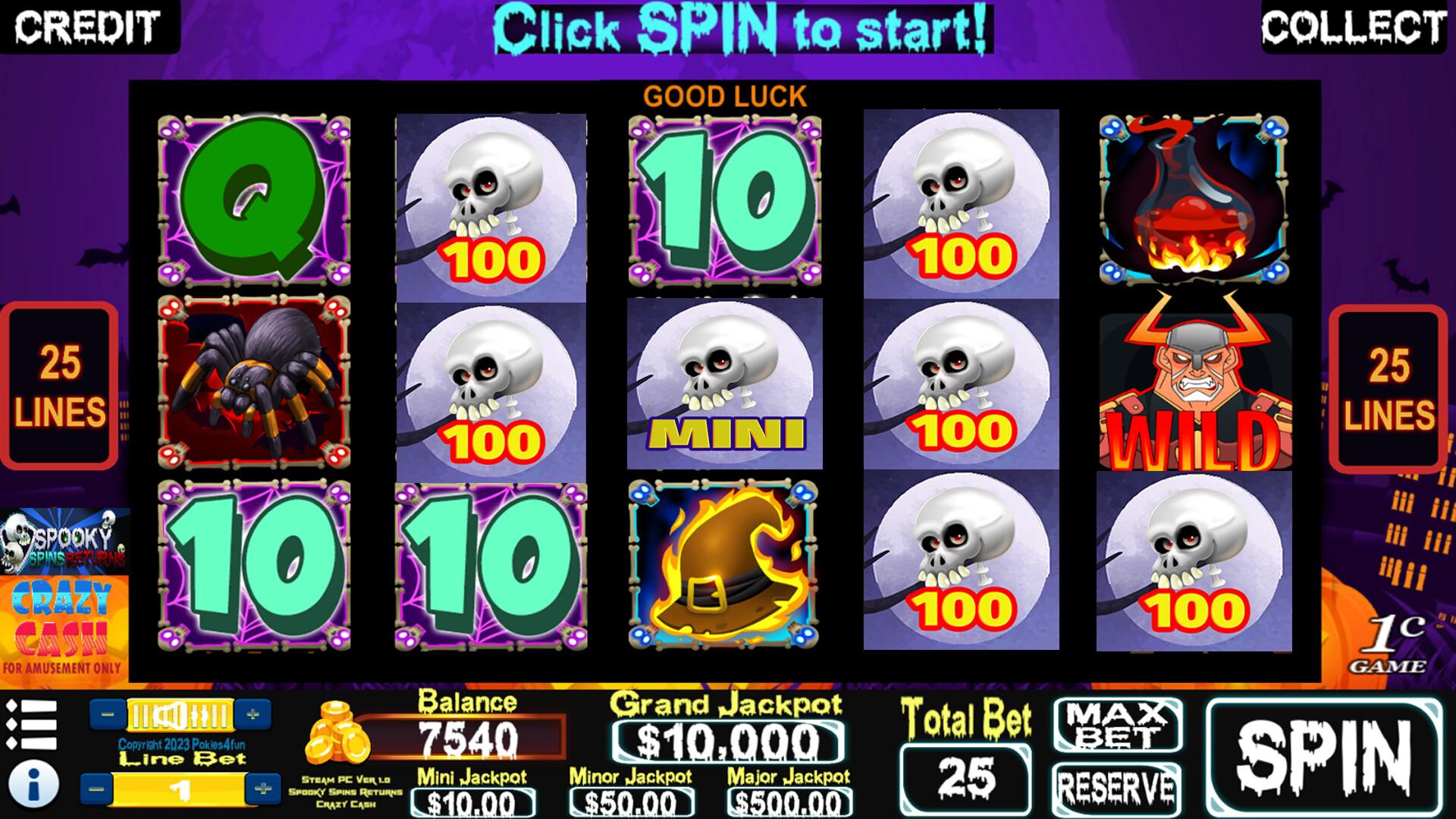 Spooky Spins Returns : Crazy Cash اصدار - Slots ستيم كود رقمي
