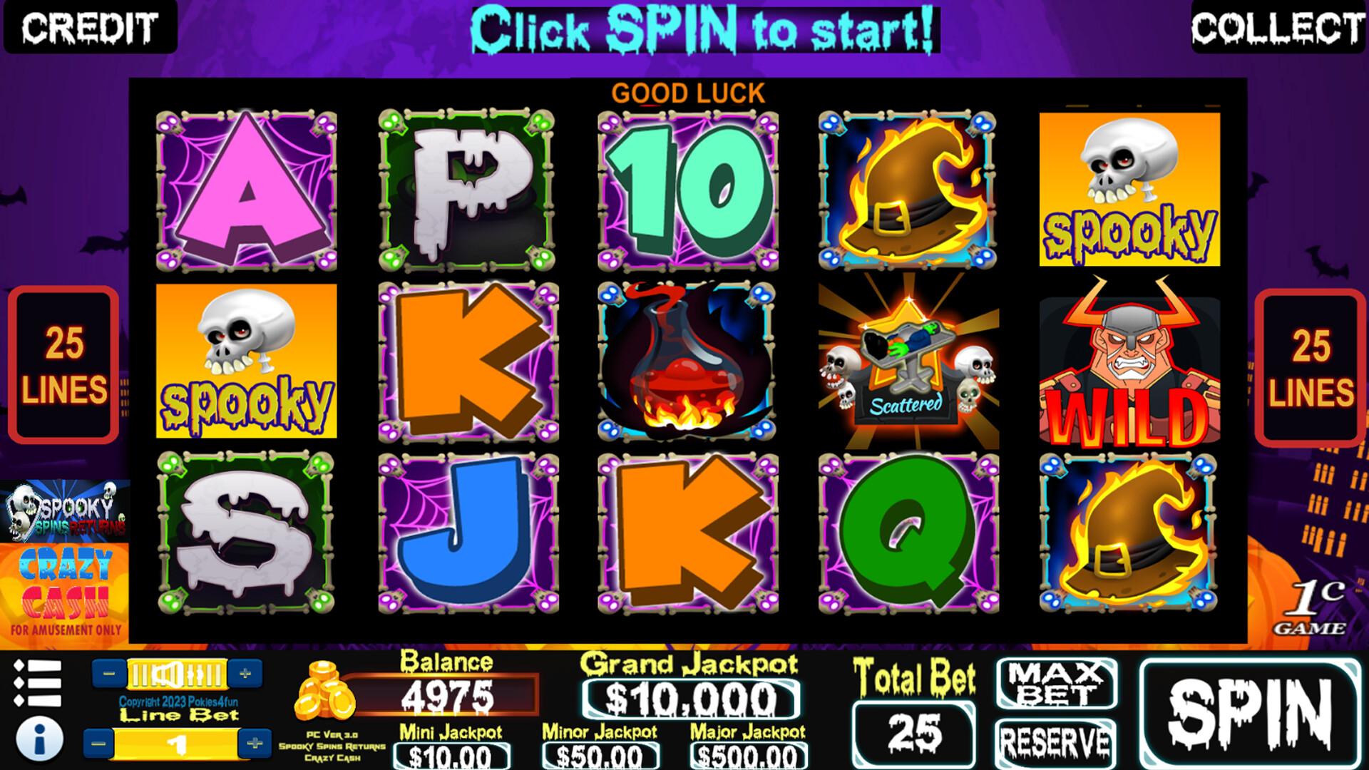 Spooky Spins Returns : Crazy Cash اصدار - Slots ستيم كود رقمي